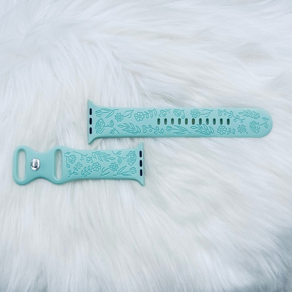 New Cyan Floral Design Apple Watch Bands 38mm 40mm 41mm - Picture 5 of 6